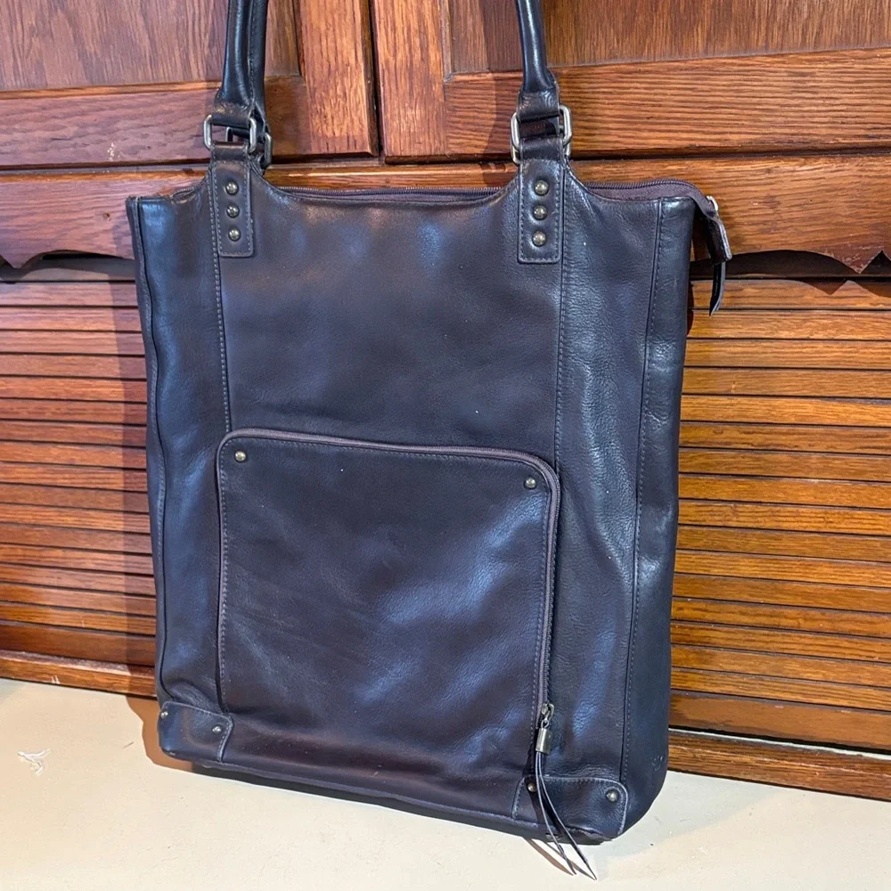 Chic Black Leather Tote with Stud Details